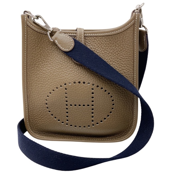 HERMES TAUPE EVELYNE TPM 16 LEATHER HANDBAG - Picture 1 of 14